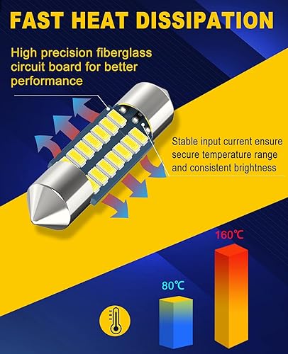 Miniatura 7 de Bombilla de Coche Led Serundo Auto DE3175 31mm 1.22in Bombilla Led Festón, DE3021 DE3022 DE3023 6428 6430 7065, Luz Interior Super Brillante Blanca