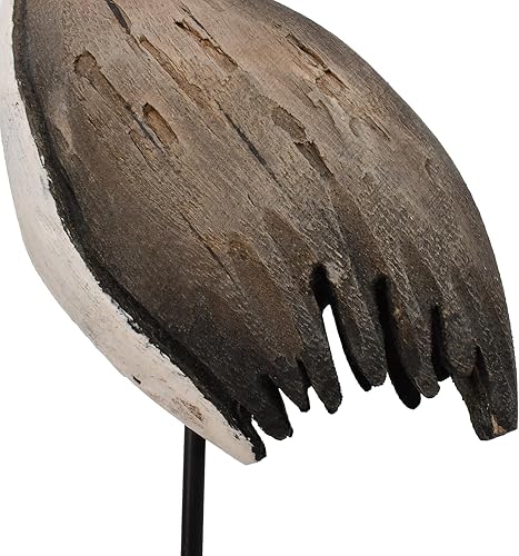 Miniatura 3 de Linfevisi Crane Decor - Estatua de escultura náutica de aves marinas de madera maciza, decoración de mesa costera, figuras de pájaros grandes