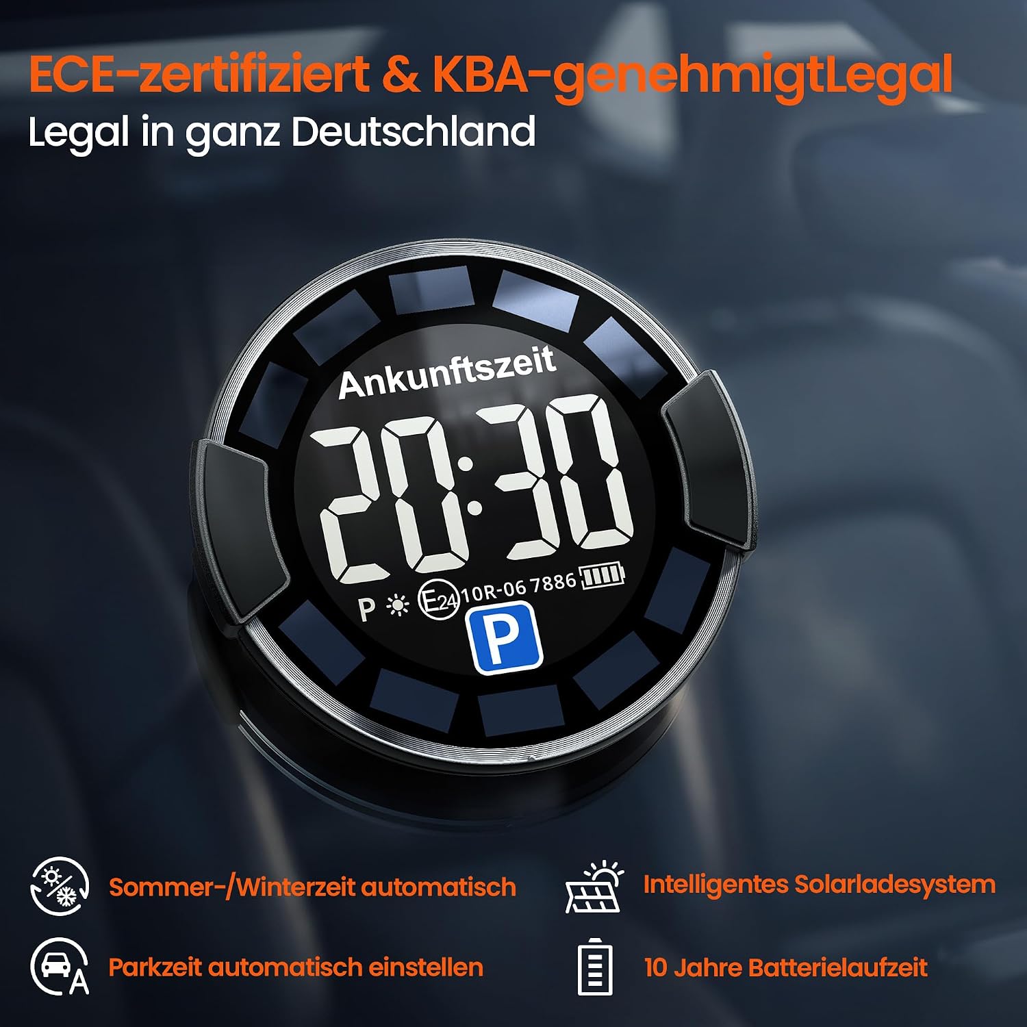 Parksolar Pro 10 Jahren Lebensdauer Solar Elektronische Parkscheibe mit Zulassung, automat - Analyse des détails et conception