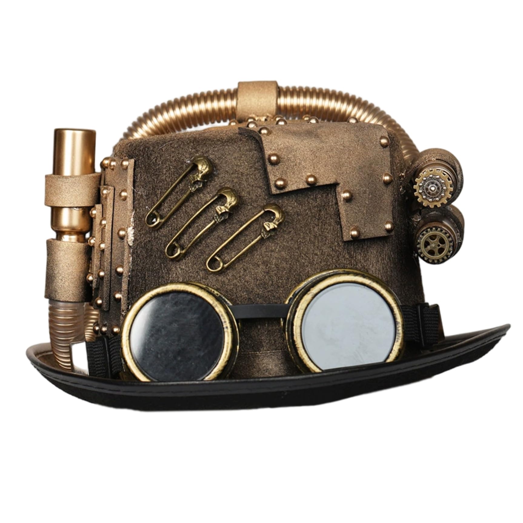 Sombrero de copa Steampunk con gafas, negro, sombrero de disfraz de Halloween