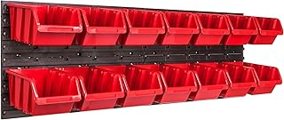 Lagersystem Wandregal 1152 x 390 mm , 14 stck. Box , Stapelboxen Schüttenregal Sichtlagerkästen , Extra Starke Wandplatten , Regal Erweiterbar , Werkstattregal Lagerregal Werkstattwandregal Steckregal