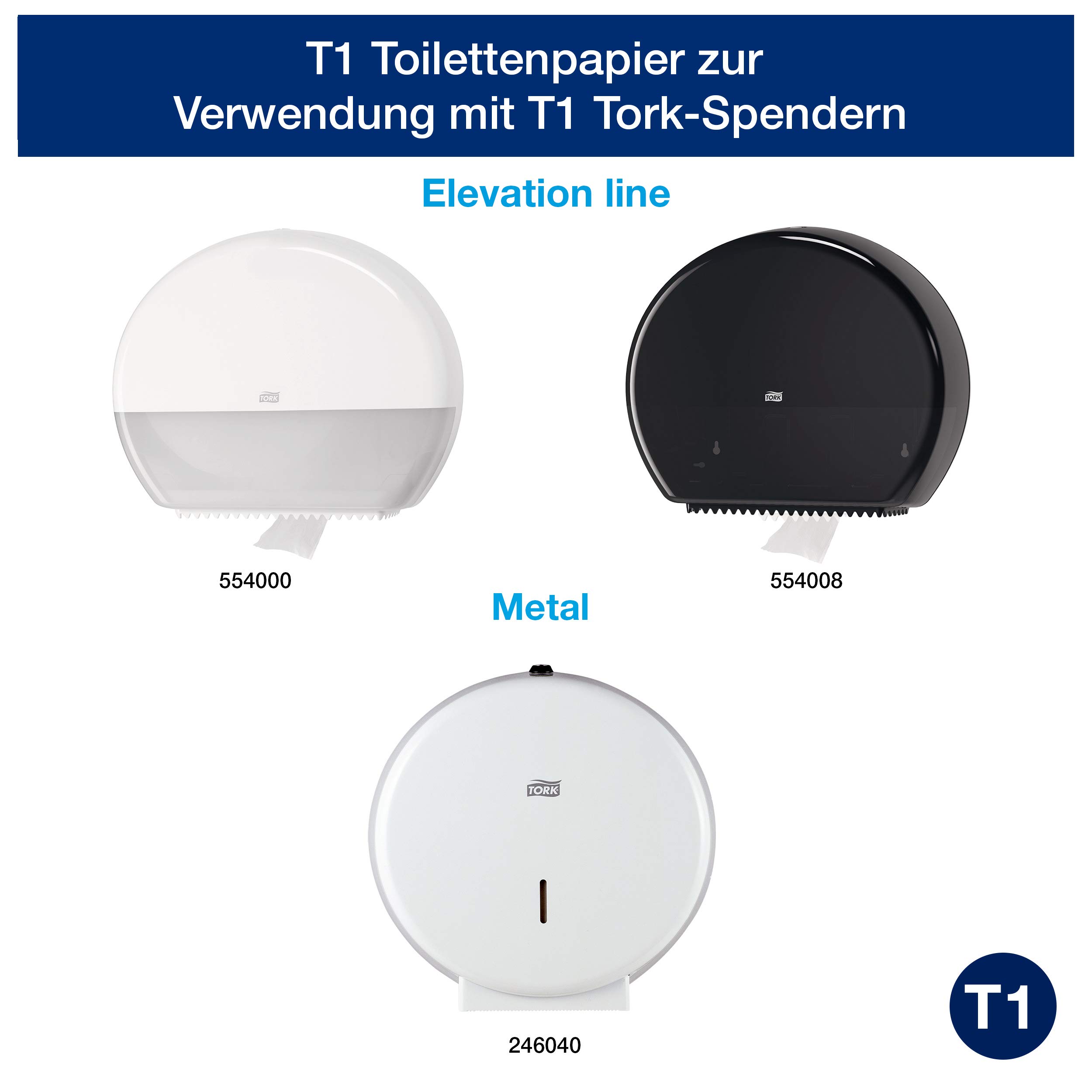 Tork Jumbo Toilettenpapier Weiß T1, Advanced, 2‑lagig, 6 × 380 m, 472118
