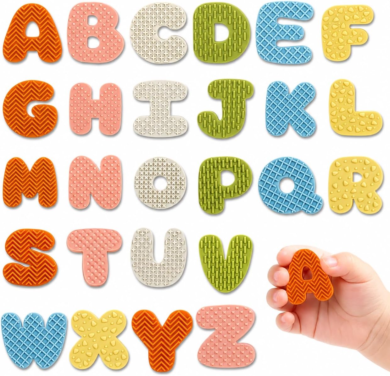 Magnetic Alphabet Letters for Fridge with Sensory Textures for Toddlers 3+