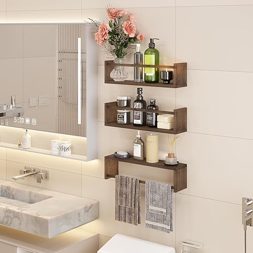 Miniatura 4 de Fixwal Estantes flotantes de 16.5 pulgadas para libros de guardería, juego de 3 estantes flotantes para pared, decoración del cuarto del bebé,