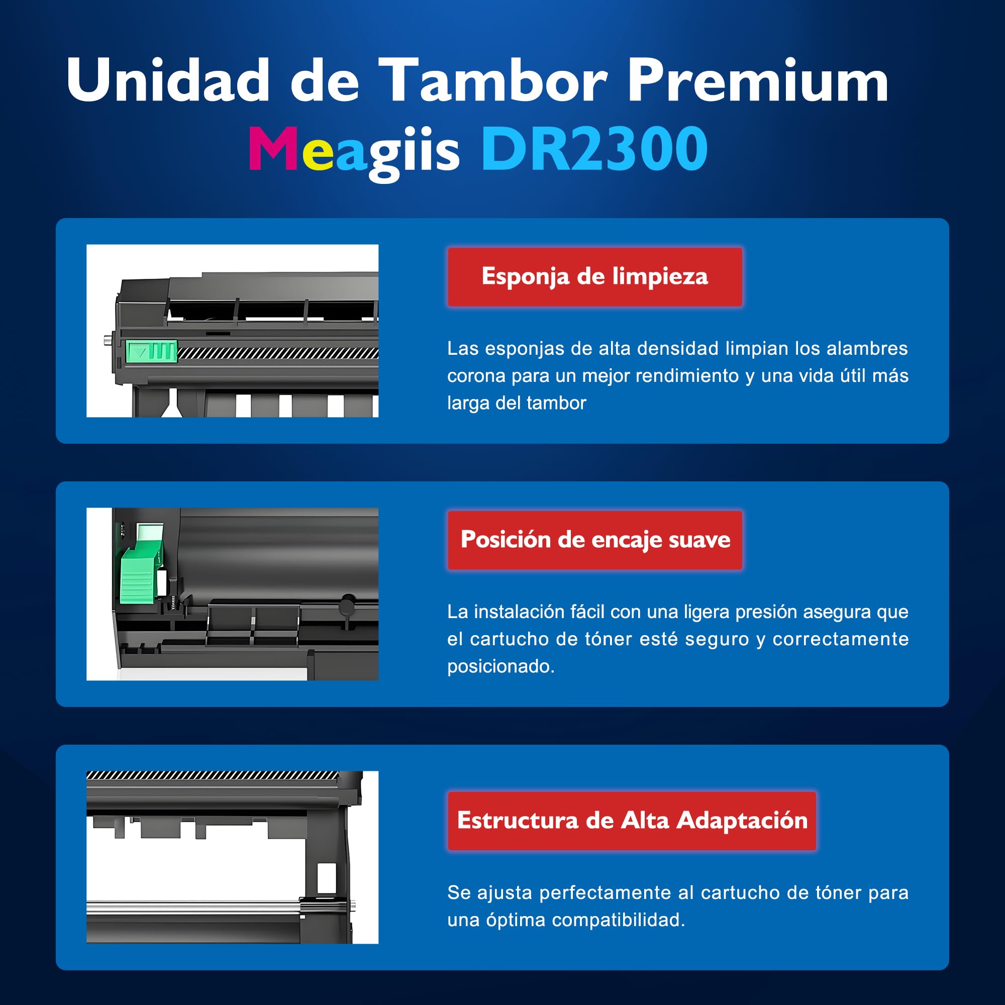 DR2300 DR-2300 Unidad de Tambor Compatible con Brother DR2300 DR-2300 Tambor para Brother HL-L2300D HL-L2340DW DCP-L2500D DCP-L2520DW MFC-L2700DW MFC-L2720DW MFC-L2740DW (Paquete de 2)