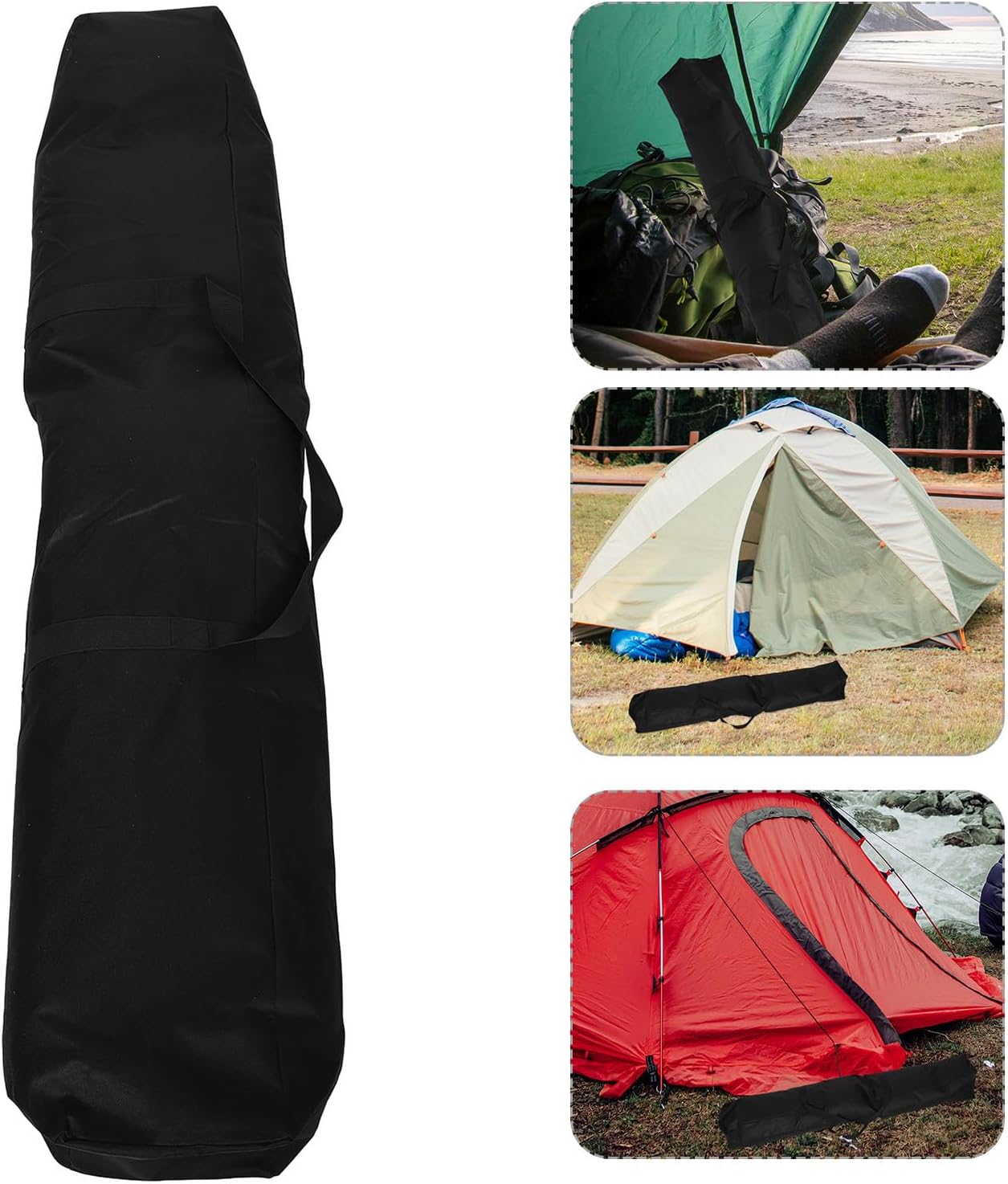 Healifty Outdoor Camping Storage Bag Multiple Internal Compartments for Large Capacity with Lightweight Oxford Cloth and Pvc Material Carrying Bag Tent Poles for Outdoor Activity