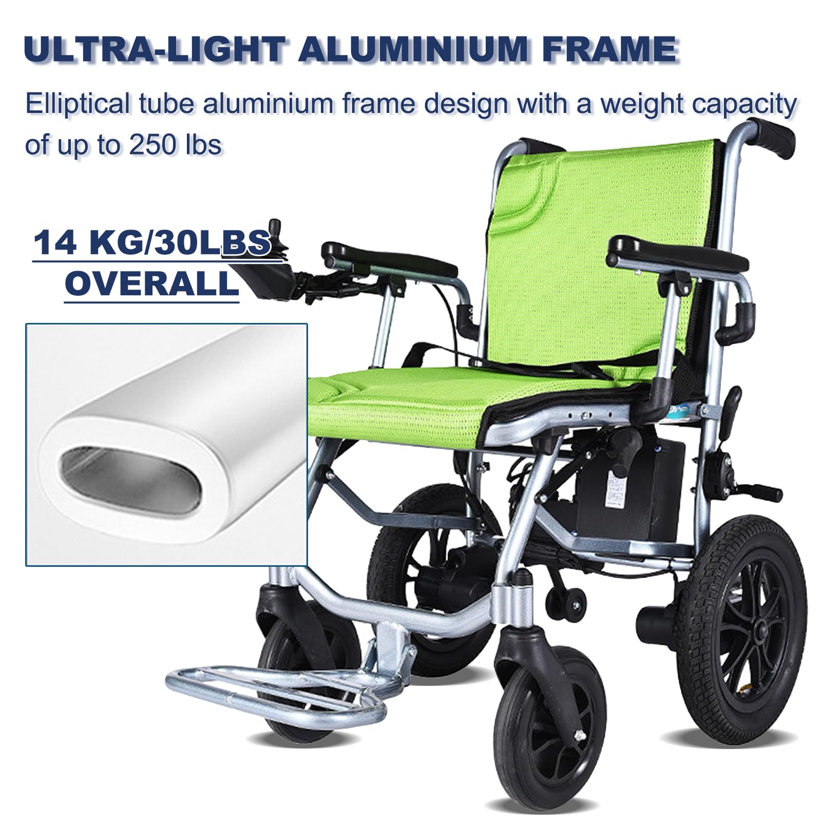 Fauteuils roulants électriques pliants pour adultes seniors 30 lb Fauteuils roulants électriques pliables légers 250 lb Fauteuil roulant motorisé durable avec 2 batteries amovibles pour personnes âg