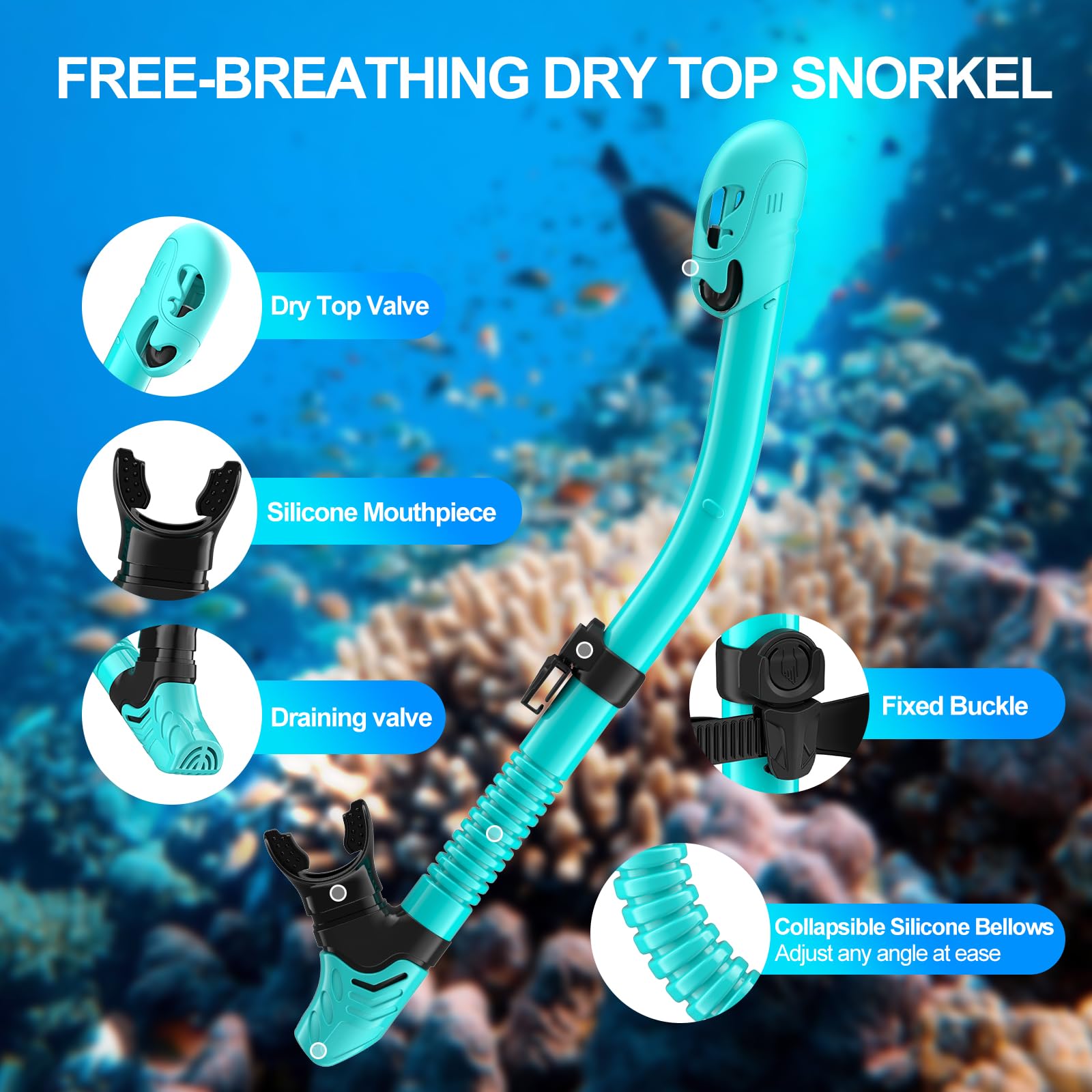 Maschera Subacquea Adulti, Tonfarb Maschera Snorkeling con Maschera e Boccaglio, Panoramica a 180 Gradi e Boccaglio Snorkel, Anti-Nebbia Antiperdita Maschera Sub per Giovani e Adulti