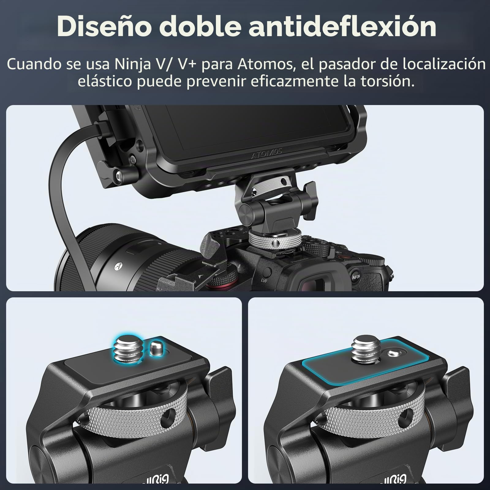 (Nueva Versión) SMALLRIG Soporte para Monitor de Cámara con Adaptador de Cold Shoe, Soporte para Monitor Ajustable con Giro de 360° e Inclinación de 180°, Carga Máxima de 2,3kg - 2905B