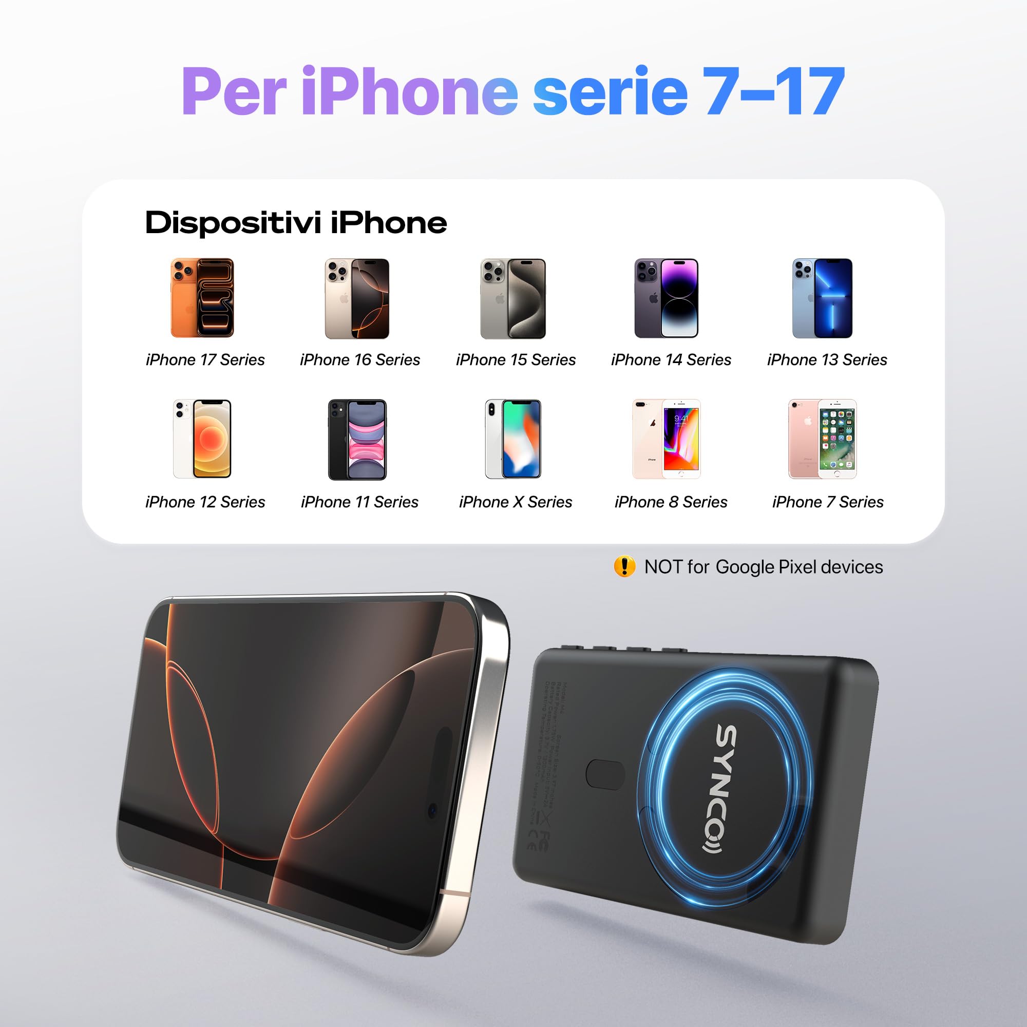 SYNCO XView Vlog Selfie Monitor Schermo con Touchscreen per iPhone 7-17 & Samsung, Wireless Magnetico Telecamera Posteriore, 164FT, Batteria 3H, Altoparlante per YouTube TikTok Live (Nero)