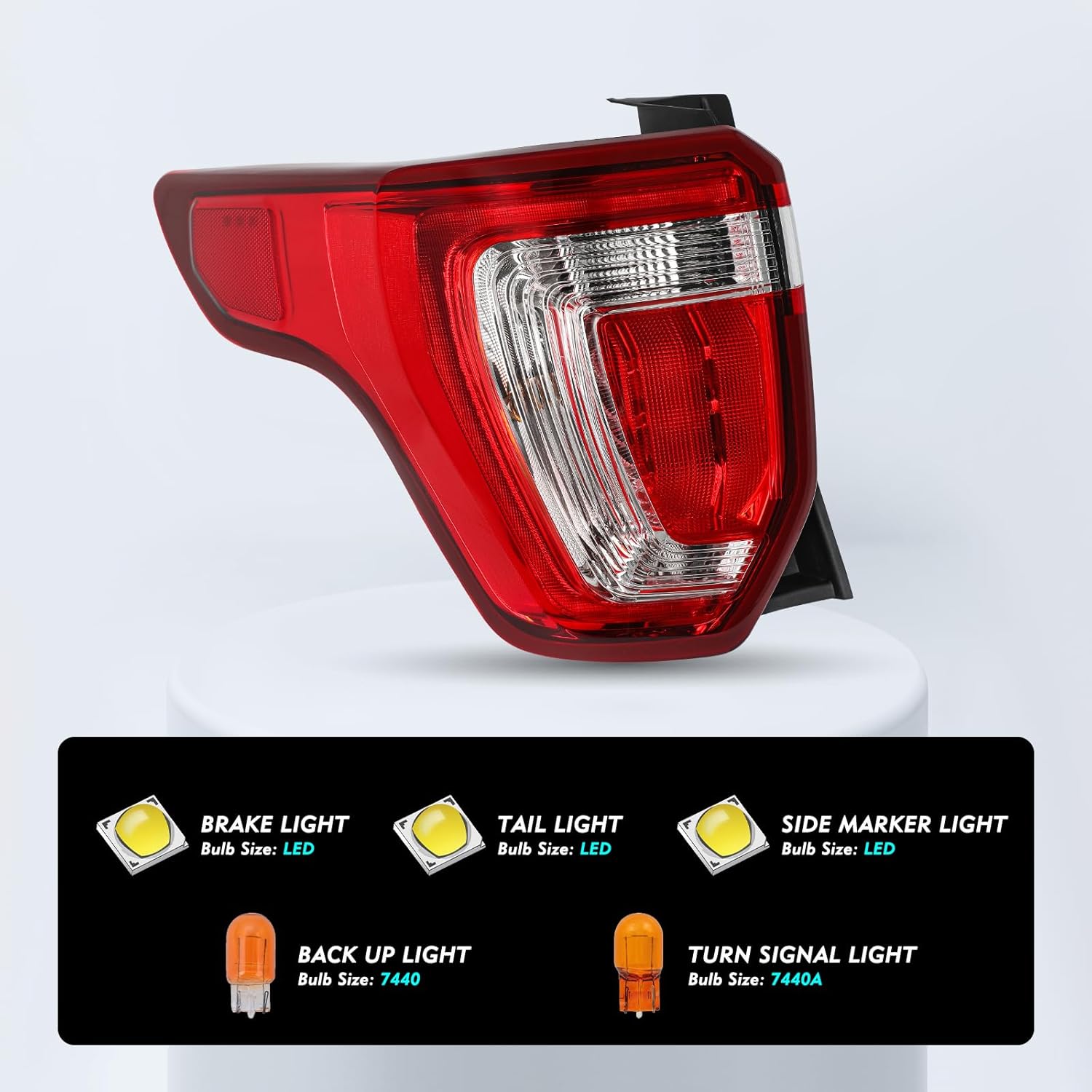 Taillight Assembly with Wiring Harness & Bulbs for 2016 to 2019 Ford Explorer Rear Tail Light Left Driver Side