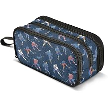 Wusikd Pencil Case Large Capacity Full Ice Hockey Player Pencil Pouch Storage Pouch Desk Organizer Stationery Makeup Bag Marker Big Pen Case for Teen Boys Girls School Students