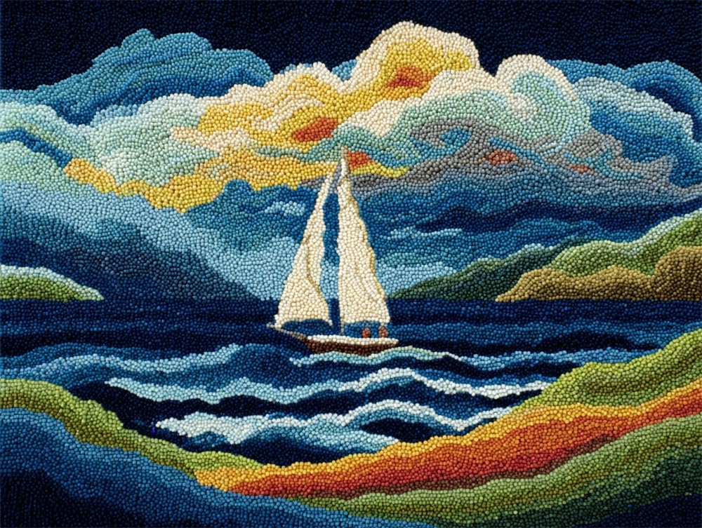 FWRTYCB DIY Crochet Carpet Kit Sailboat 20X15Inch Rug Making Kit