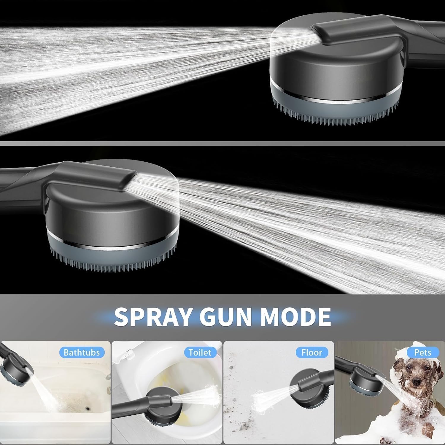 Pommeau de Douche Haute Pression,Pommeau de Douche Anti Calcaire Filtrant - Douchette Shower Jet 3+1 Modes avec Bouton Pause, Économie d'Eau,Douche Tuyau 1.5M Avec 3 filtres et support mural