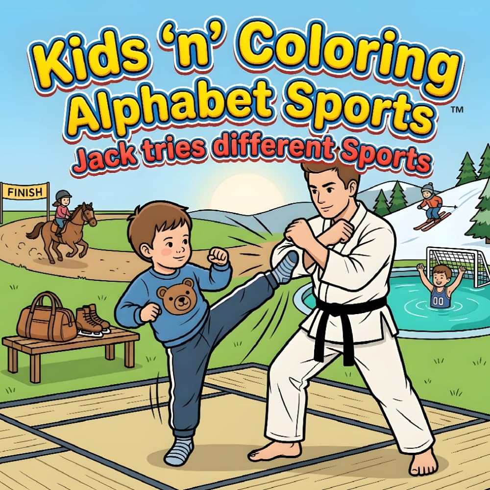 Kids ‘n’ Coloring: Alphabet Sports – Jack tries different Sports: ABC Coloring Book for Toddlers Ages 3+, Learn the Alphabet Playing Sport, Preschool ... Book (Kids 'n' Coloring, Alphabet Adventures)