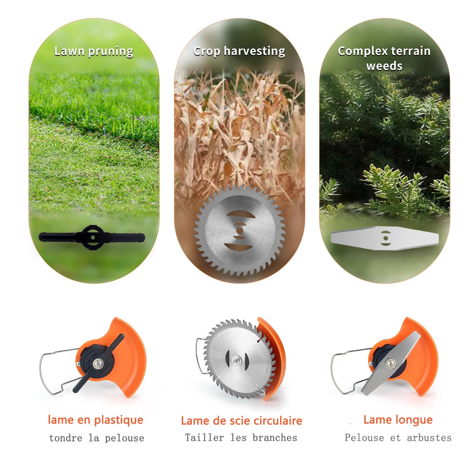 Débroussailleuses Electrique sans Fil,24v Coupe Bordure Débroussailleuse À Batterie Électrique sans Fil, avec Batterie Et 5 Types De Lames, pour La Coupe De Jardin, Pelouses Arbustes