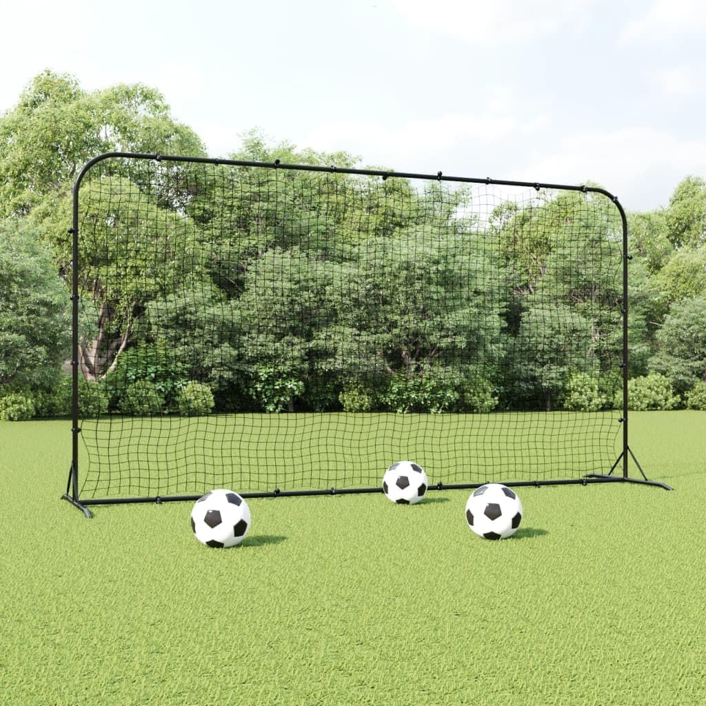 vidaXL - Durable Football Rebounder Net, HDPE, Steel Structure, Springy Design, Freestanding, Training Equipment, 144.1x35.4x72 inches, Black