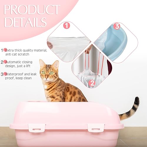Miniatura 10 de Sabary 30 forros grandes para cajas de arena para gatos con cordón, bolsas de basura resistentes para gatos y gatos, bolsas de basura gruesas para