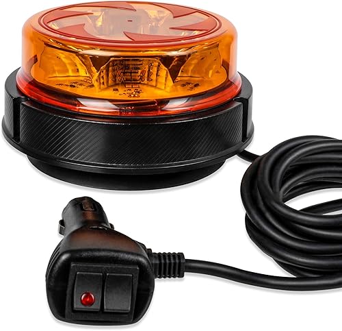 Miniatura 7 de Luces estroboscópicas de luz LED amarilla para camiones de 12 V 24 V, luz de baliza naranja, faro giratorio con 6 modos para coche, camión, UTV,