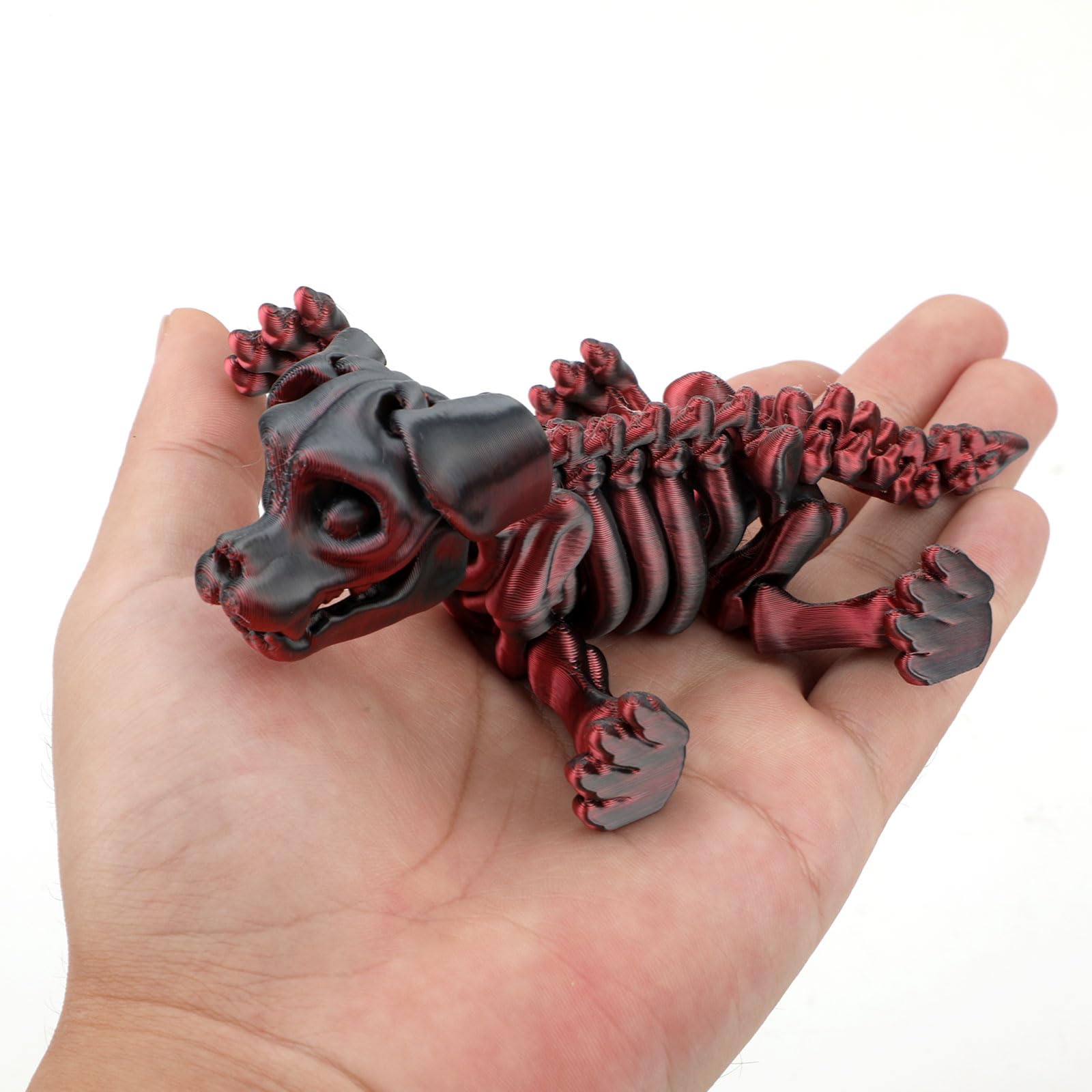 Gosknor 3D Printed Dog, PLA 3D Printed Dog Skeleton Detachable 3D Printed Flexible Fidget Animals for Home Office Decoration Stress Alleviation Toy (Red, Black) - Image 4
