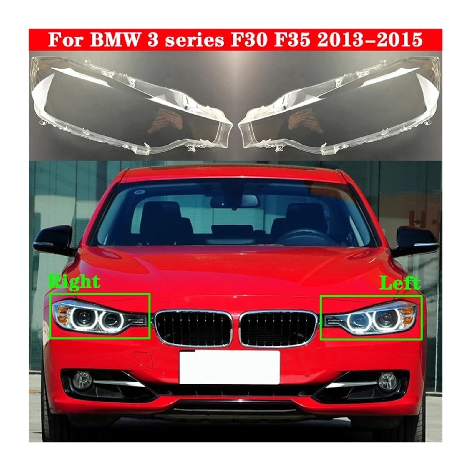 Windzerdong Car Front Headlight Cover For bmws 3 Series F30 F35 2013-2015 Headlamp Lampcover Head Light Glass Lens Shell Caps 320i 328i 335i