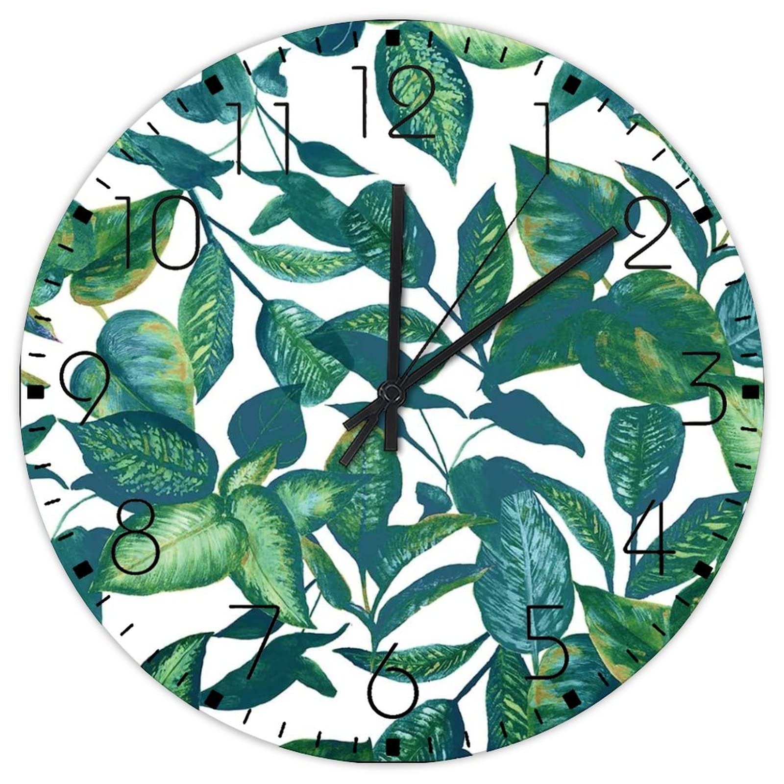 Horloge murale analogique ronde en bois aquarelle 30 cm silencieuse pour salon et maison