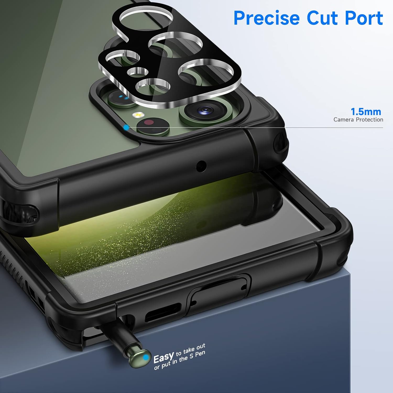 seacosmo Designed for Samsung Galaxy S23 Ultra Case, Full Body Shockproof Cover, with Built-in Screen Protector Slim Fit Protective Case for S23 Ultra 6.8", Black - Image 5