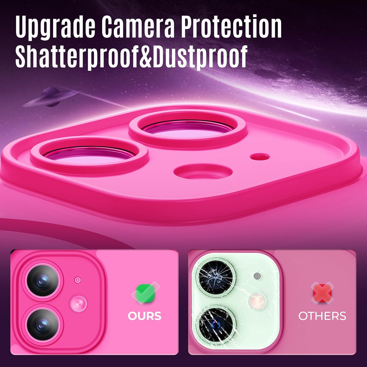 Symcele Designed for iPhone 12 Case, Compatible with MagSafe, with Privacy Screen Protectors X2, [Camera Protection] [15FT Military Drop Protection] Shockproof Phone Case, 6.1", Hot Pink thumbnail