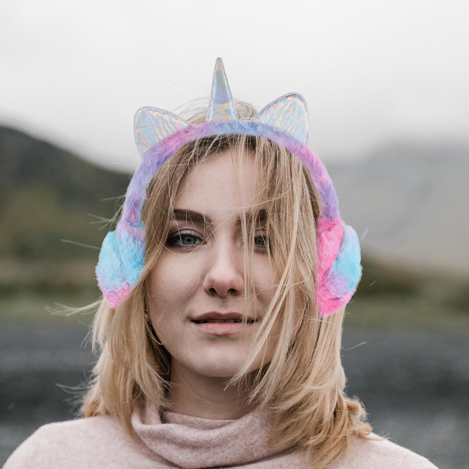 FOMIYES Plush Unicorn Earmuff, Kids Soft Earmuff, Lovely Ear Cover, Girl Winter Colorful Earmuff Cute Unicorn Ear Warmers for