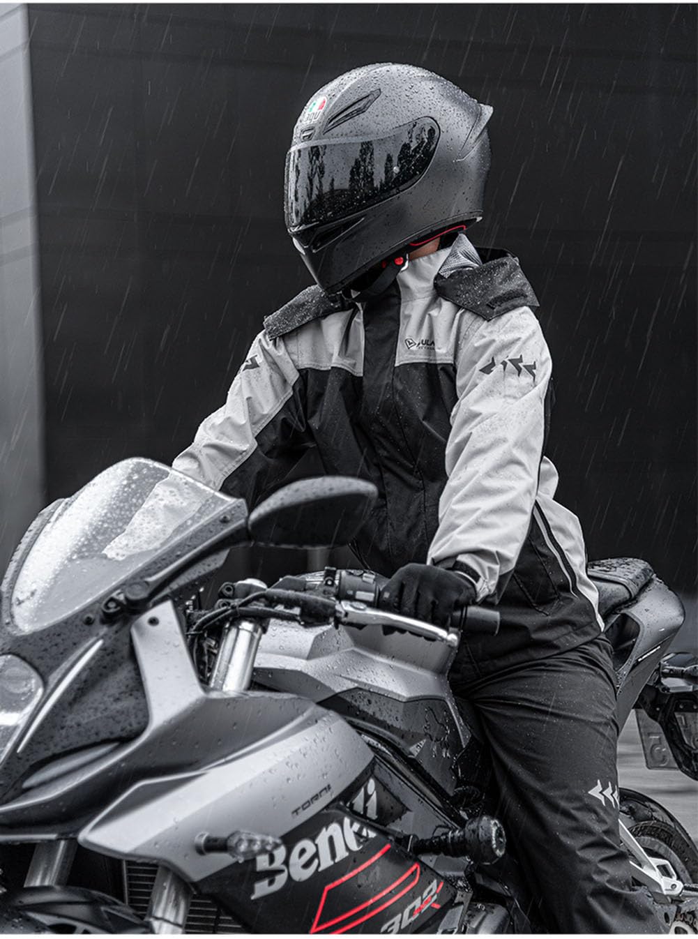 Motorrad-Regenanzug, reflektierend, wasserdicht, 2-teiliges Set mit Jacke und Hose, für Erwachsene, Radfahren, Reiten, Motorradanzug