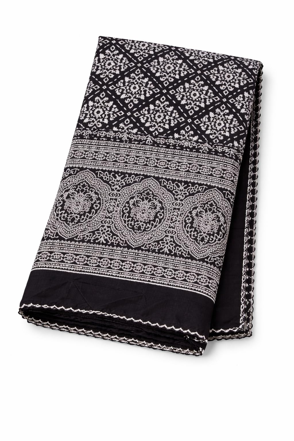 Black and White Ajrakh Print Cotton Dupatta for Women, Ethnic Style, Soft, Daily Wear-image-41
