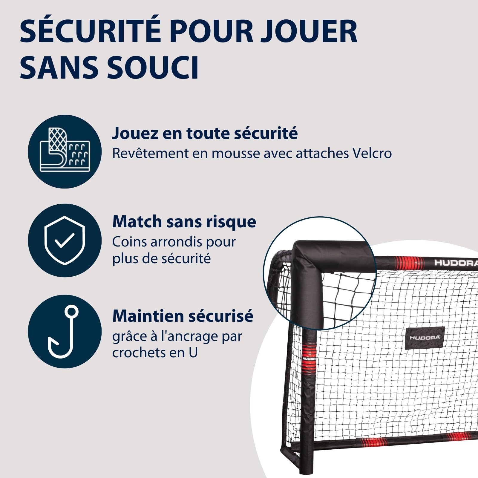 HUDORA But de Football Pro Tect - Grand But de Football pour Enfants et Adultes - Port de Foot enveloppé de Mousse avec Filet