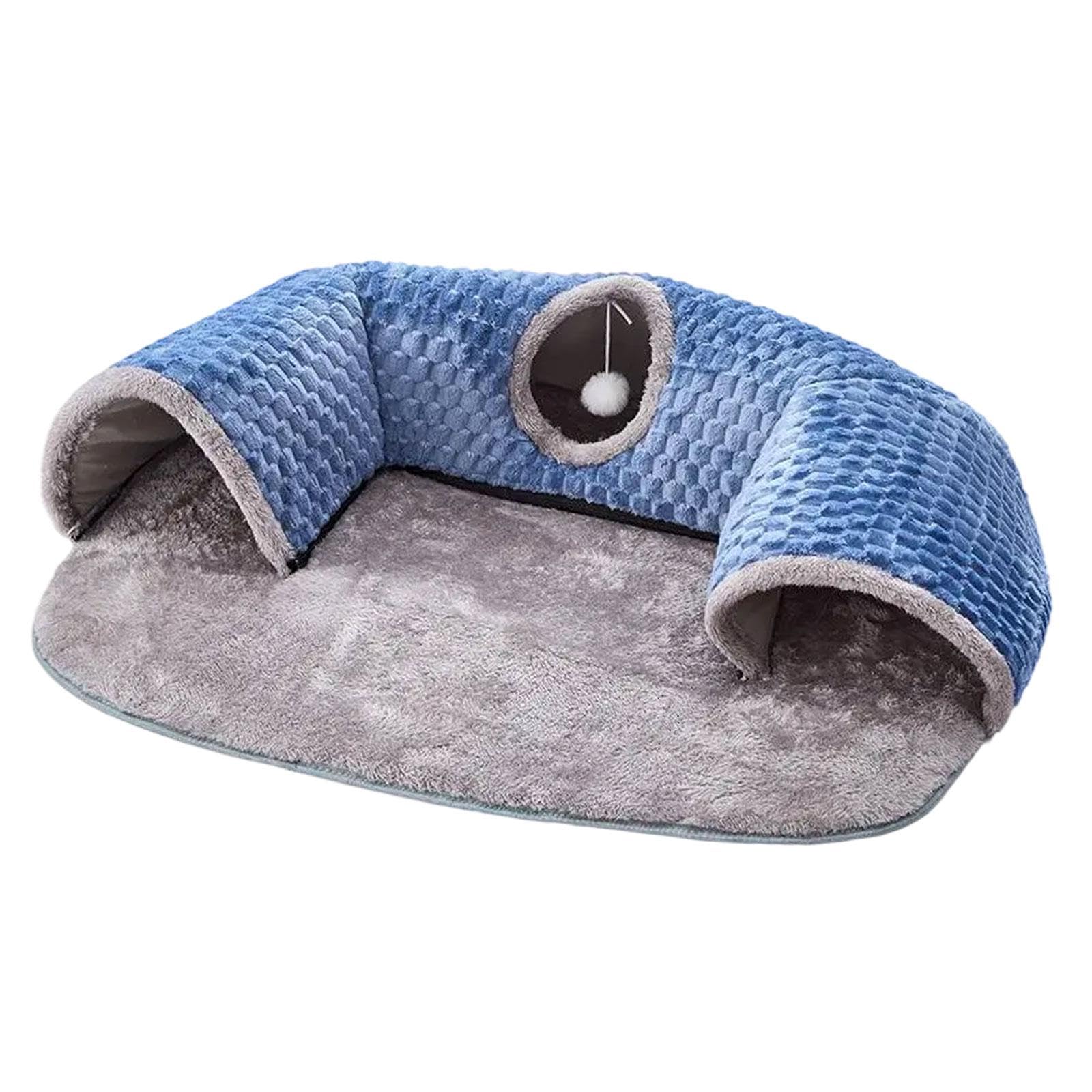 Sharplace Tunnel per Gatti con Tappeto E Spazio di Gioco per Animali, Blue L