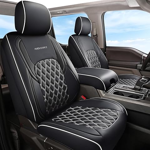 Huidasource Dodge Ram Seat Covers, Front & Rear Pickup Truck Leather Seat Cover Fit for 2009-2018 RAM 1500, 2010-2025 2500/3500 Crew Mega Cab, 2019-2025 RAM 1500 Classic only (Full Set/Black&White)