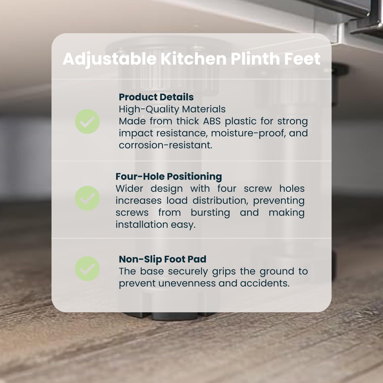 Evotrade Set di 4 Piedini Regolabili per Zoccoli da Cucina con 2 Pinze e 4 Viti di Fissaggio, Supporti Stabili e Facili da Installare per Mobili e Cucine | Made in Italy (Altezza 120 mm.)