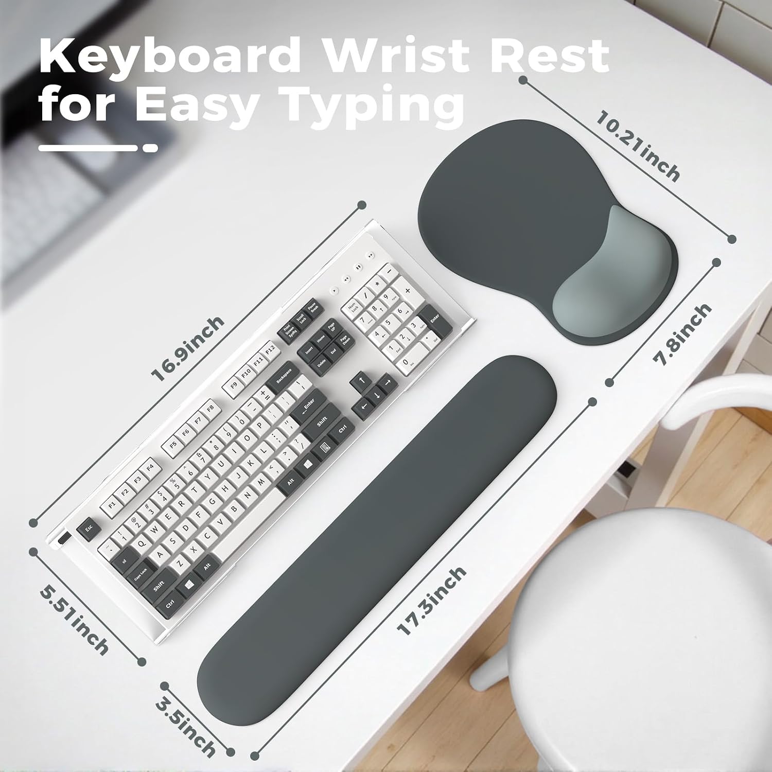 iCasso Keyboard Wrist Rest,Black Ergonomic Mouse Pad with Wrist Support,Acrylic Clear Keyboard Stand for Desktop,Non-Slip Mousepad Set for Office Home Gaming