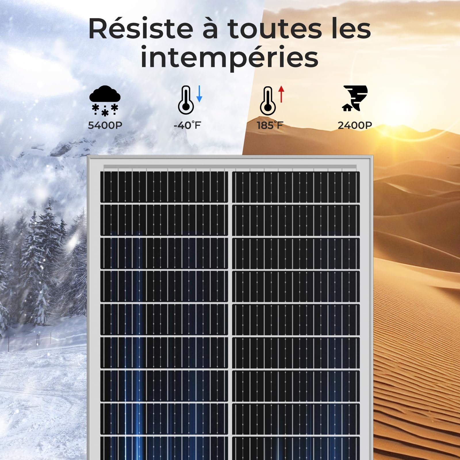 Kit Panneau Solaire 200 W 12V (2x100W) N-Type 18BB 25% IP68, Régulateur PWM 30A, pour Camping-Car, Van, Bateau, Système Solaire Hors Réseau