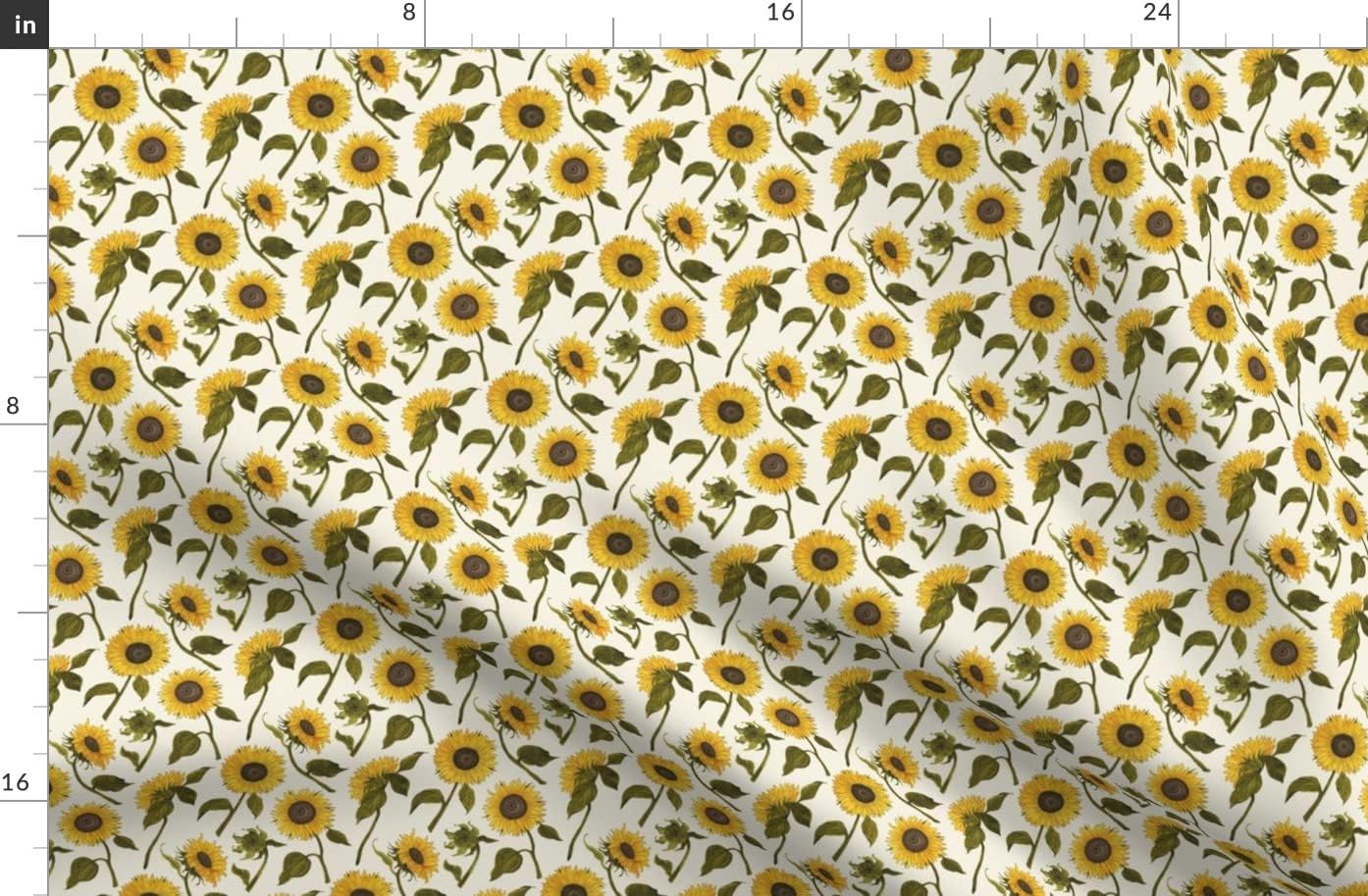 Spoonflower Fabric - Sunflower Sunflowers Painted Floral Flower Printed on Organic Cotton Sateen Fabric by The Yard - Sewing Quilting Apparel Home Decor