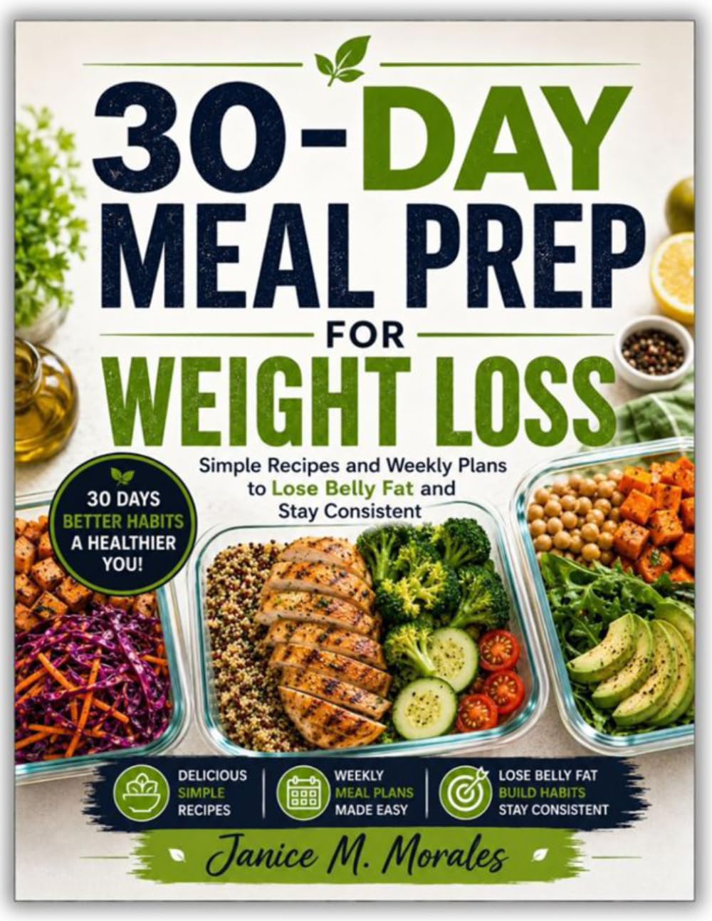 30-DAY MEAL PREP FOR WEIGHT LOSS: Simple Recipes and Weekly Plans to Lose Belly Fat and Stay Consistent