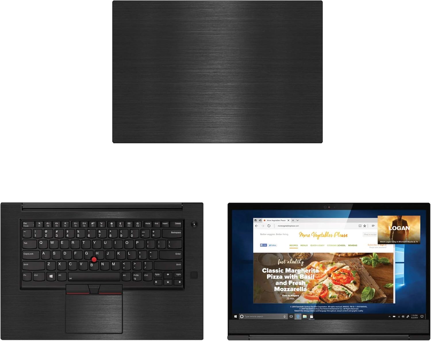 Decalrus - Protective Decal for Lenovo ThinkPad X1 Extreme (2nd Gen.) (15.6" Screen) Laptop Black Texture Brushed Aluminum Skin case Cover wrap BAlenovoThnkpdX1extreme_2genBack