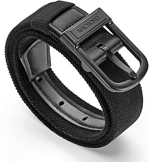 Stretch Golf Belt for Men – TSA Approved, Hypoallergenic, Non-Metal, Black Nylon with Leather Tab 1.38"