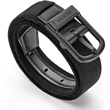 Stretch Golf Belt for Men TSA Approved, Hypoallergenic, Non-Metal, Black Nylon with Leather Tab 1.38"