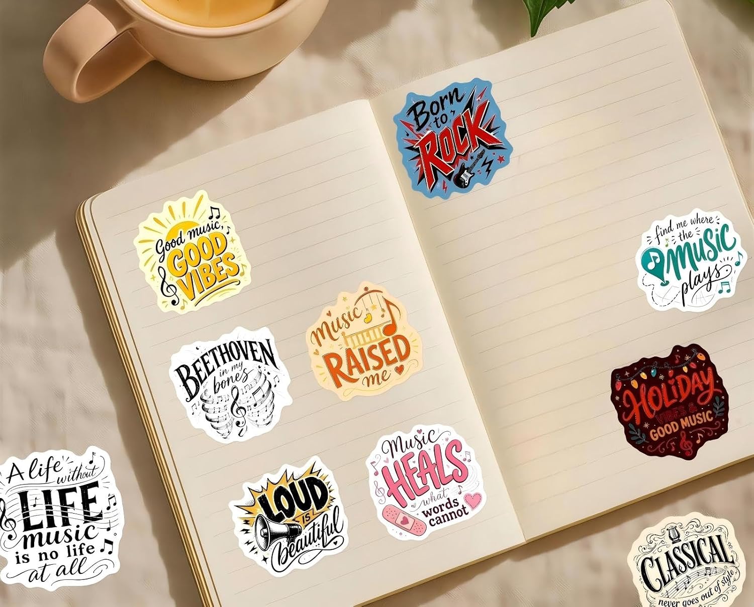 50Pcs Colorful Music Inspirational Quote Vinyl Decals for Journal Decor image 5