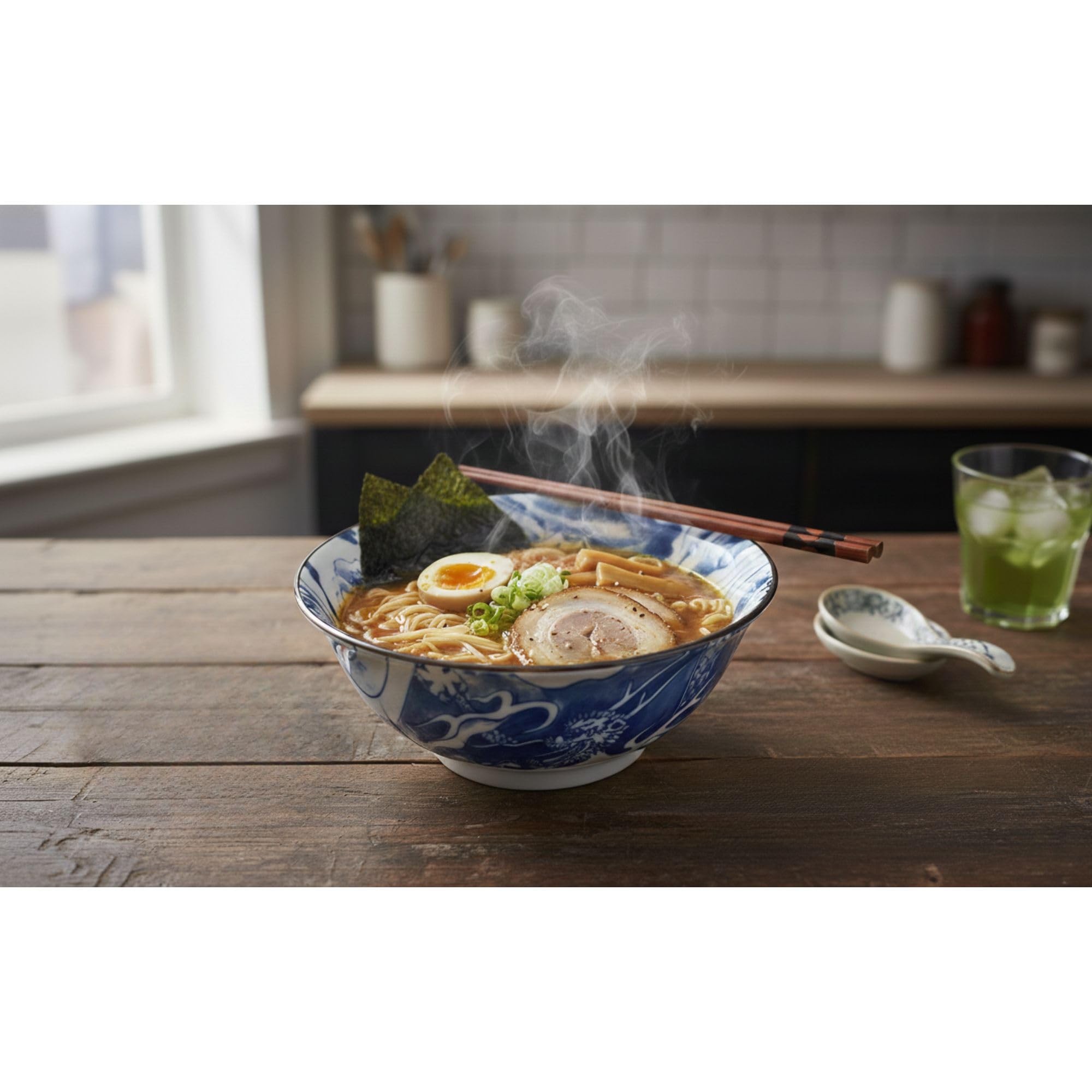 Mino Ware Japanese Wide Mouth Ceramic Bowl, Udon Ramen Noodle Soup