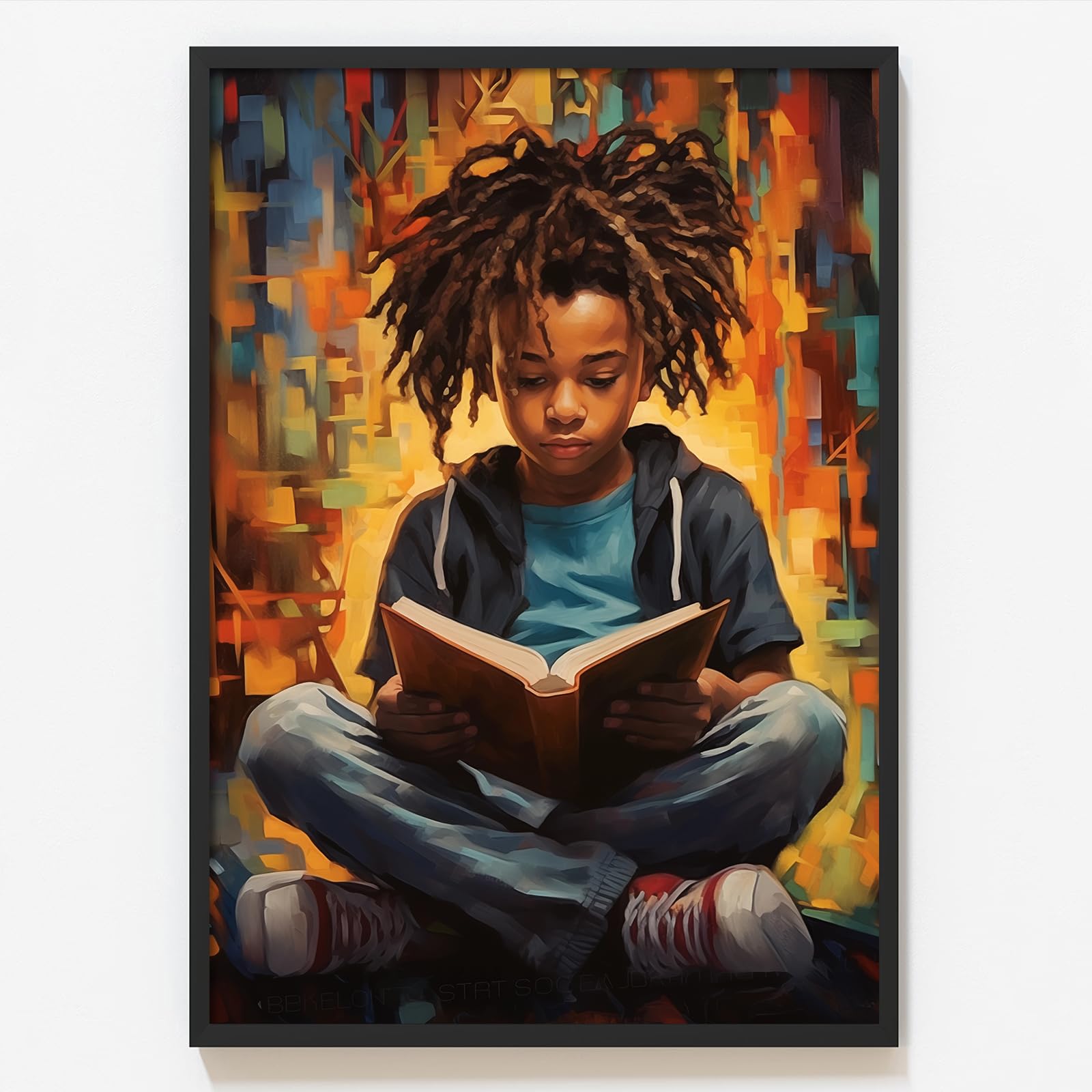 Amazon.com: Black Boy Reading Wall Art African American Artwork