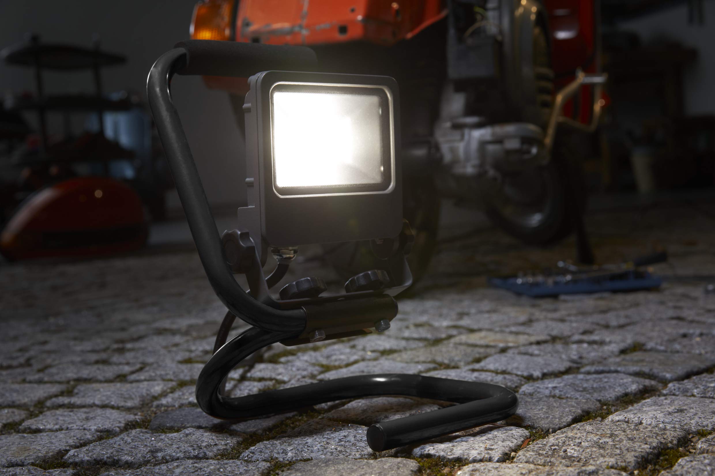Luminaire: adapté au sol, Worklights S-STAND / 50 W, 220…240 V, angle de rayonnement: 120°, Blanc froid, 4000 K, matériau de corps: aluminum/acier, IP65, 10-pack