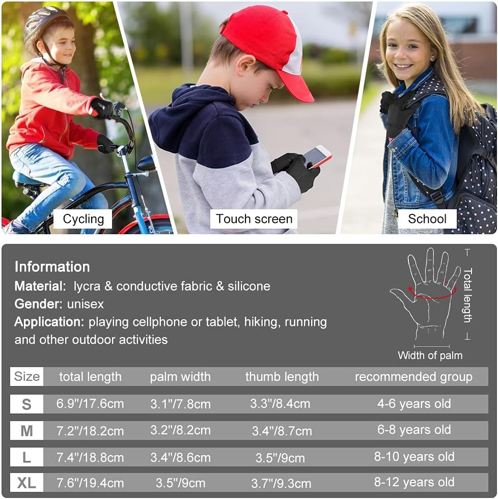 Winter Warm Kids Cycling Gloves - Cold Weather Outdoor Bike Running Ski Sports Mittens Aged 4-12 Boys Girls : Clothing, Shoes & Jewelry