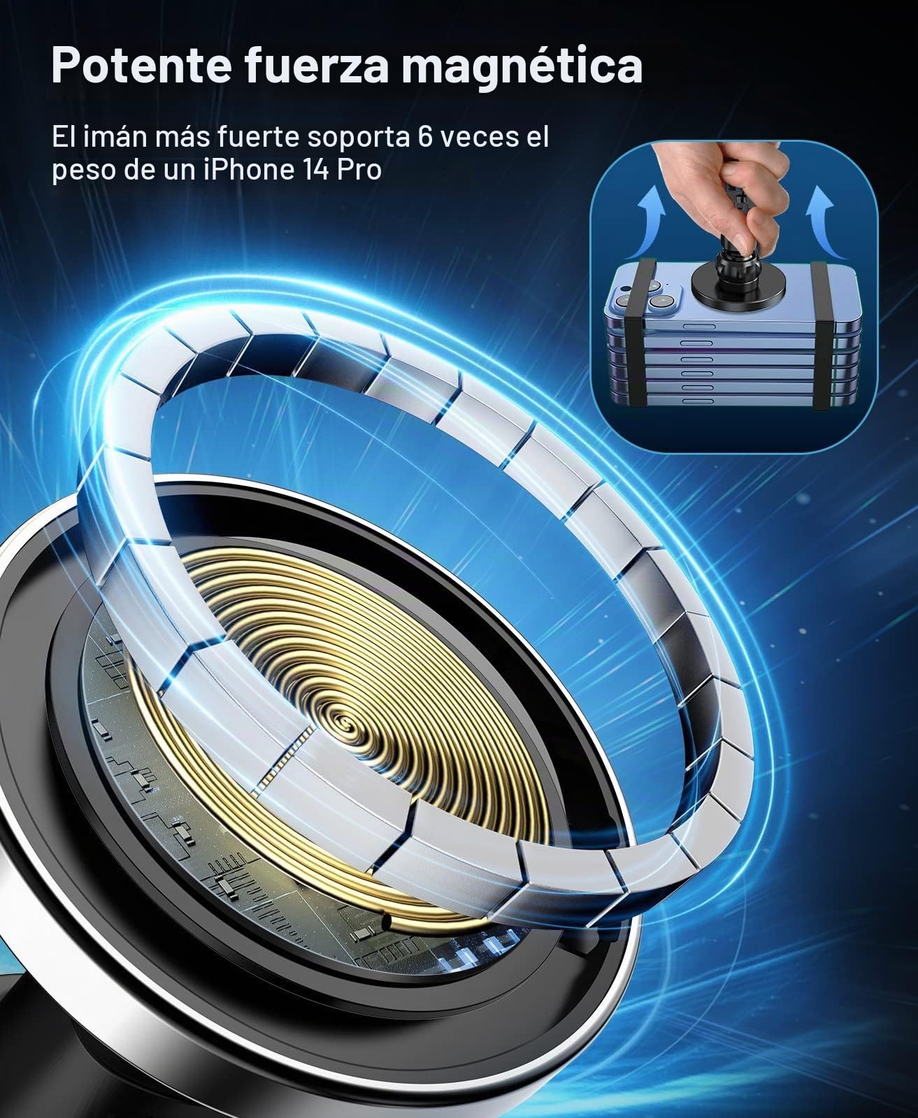 Beeasy para MagSafe Cargador Inalámbrico Coche 15W, Magnético Soporte Móvil Coche para Rejilla de Ventilación, Compatible con iPhone 17/16/15/14/13/12 Serie