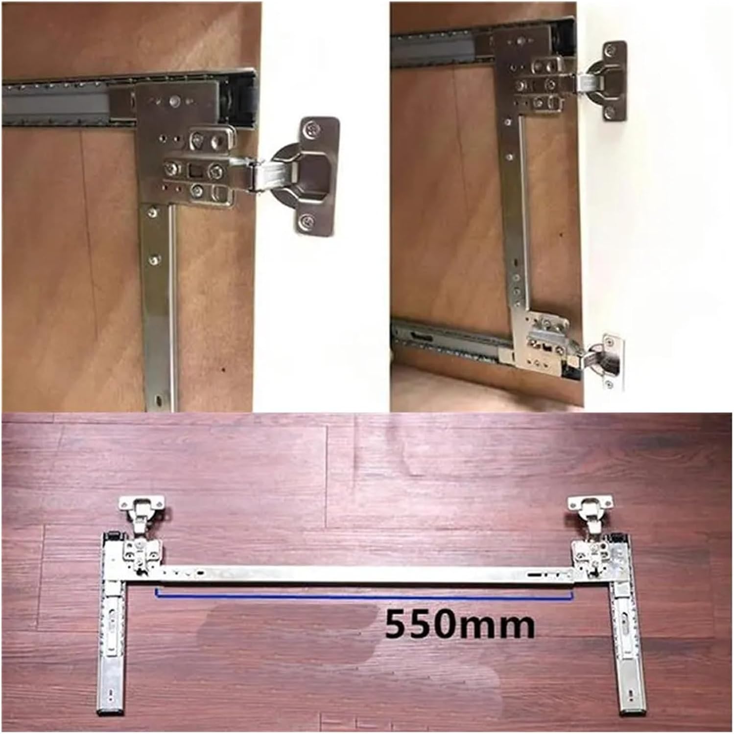1 Set of Furniture Hinges Hidden Flat Door Slide Rail Wardrobe Wine Cabinet TV Cabinet Door Folding Track Save Space Furniture Hinges(Length 55cm)