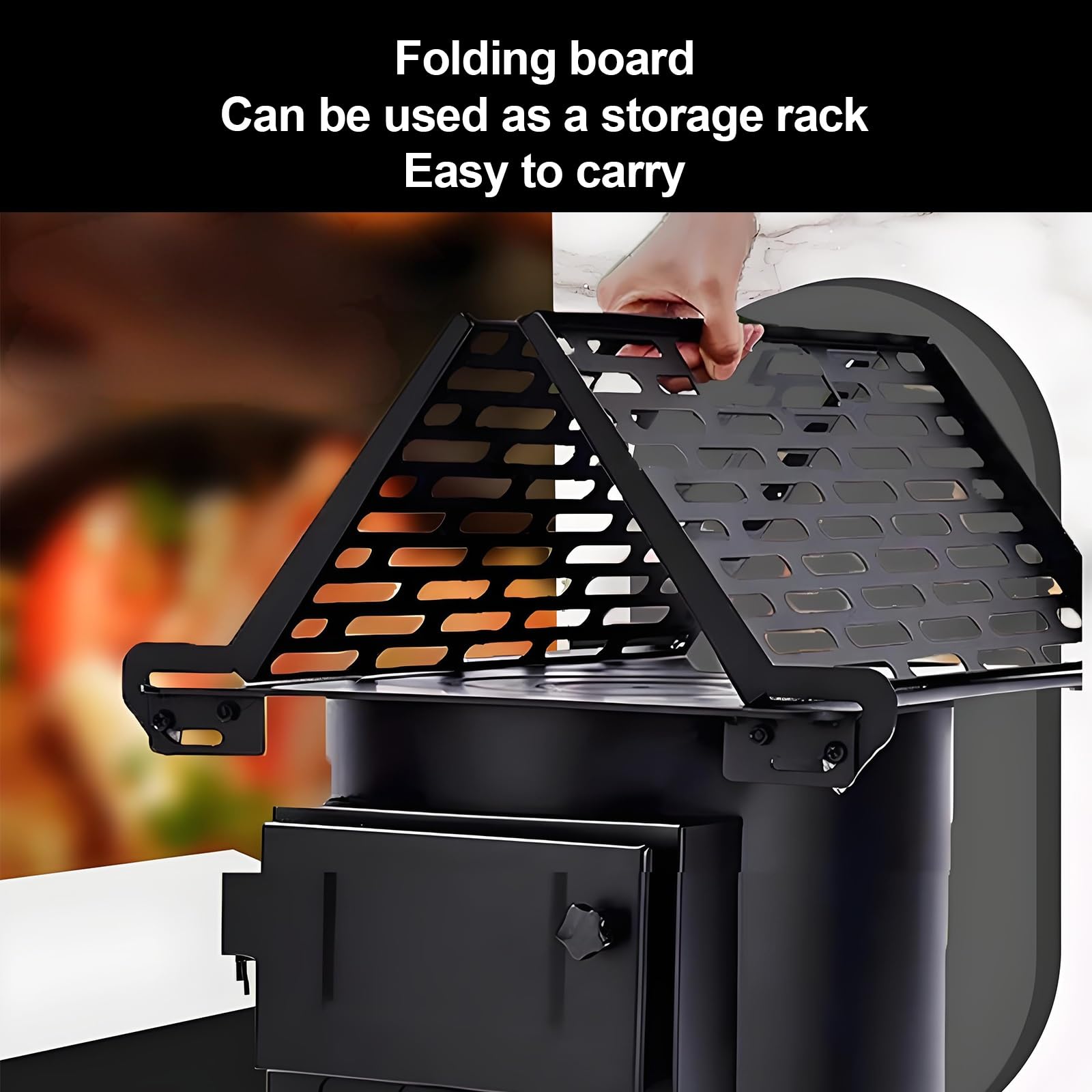 Stufa a Legna Portatile In Acciaio con Gambe Triangolari Pieghevoli, Stufa a Legna In Ghisa Doppio Uso per Riscaldamento Interno, Cucina Esterna e Campeggio(43cm)